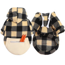 Autumn and winter warm pocket zipper blue and black checkered small medium and large dog pet dog cat Teddy Wei clothing supplies