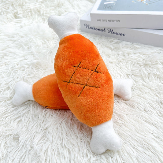 Dog bone chicken leg fruit carrot pet dog cat plush sound bite pet toy supplies wholesale