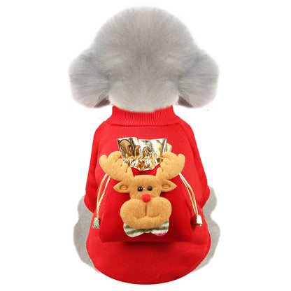 Dog New Year clothes Cat clothes Pet clothes Fall and winter fleece warm supplies Small medium-sized dog