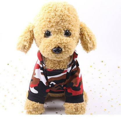 Dog autumn and winter camouflage clothes dirty handsome pet clothes cat new two feet with hooded clothing supplies