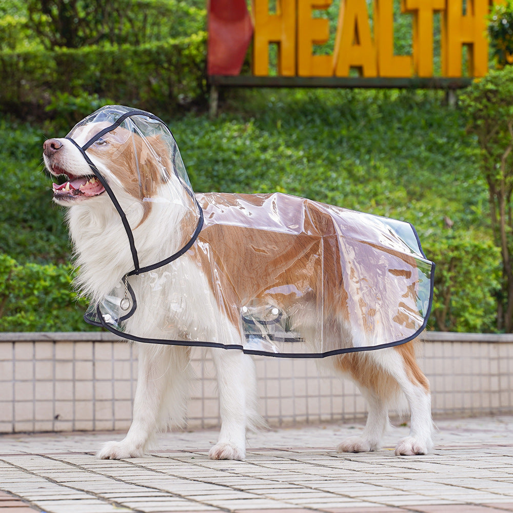 Outdoor walk clear raincoat suitable for small, medium and large dogs