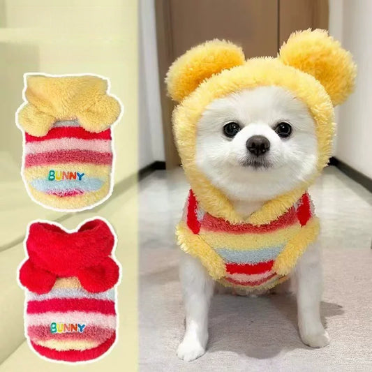 Dog and cat clothing for Christmas holiday, fall and winter two-leg jackets