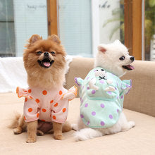 Autumn and winter pet dog cat cute pocket White bear polka dot clothes Teddy bear law fighting clothing supplies