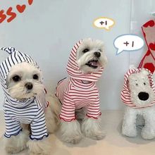 Pet autumn and winter clothing stripes wear hats two feet dog cat clothes teddy wholesale