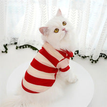 New pet summer striped two-legged Teddy Pomeranian cat and dog clothes thin clothing