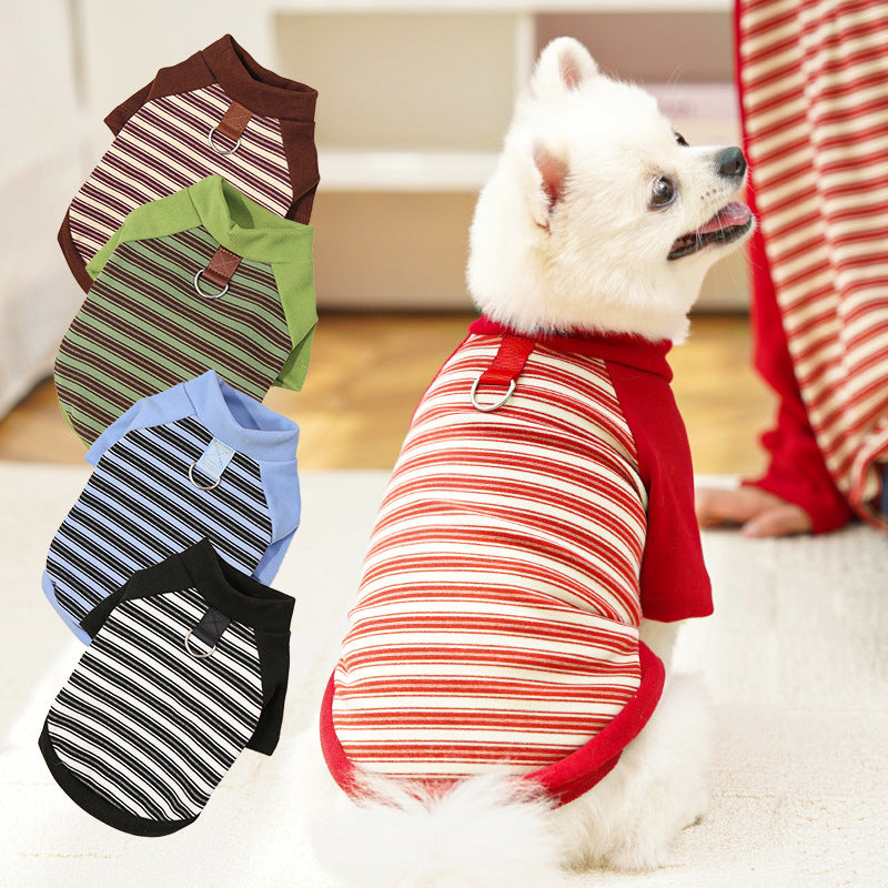 Pet clothing striped base shirt for dogs and cats
