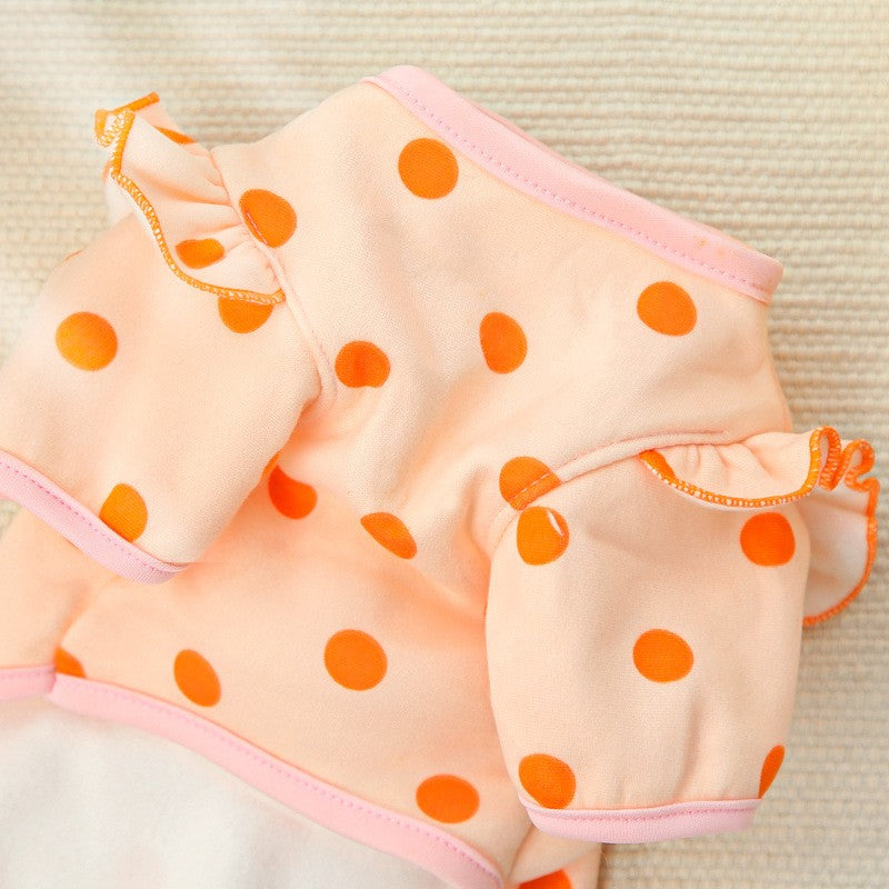 Pet clothing - dotted flared sleeves style - for dogs and cats, suitable for home wear
