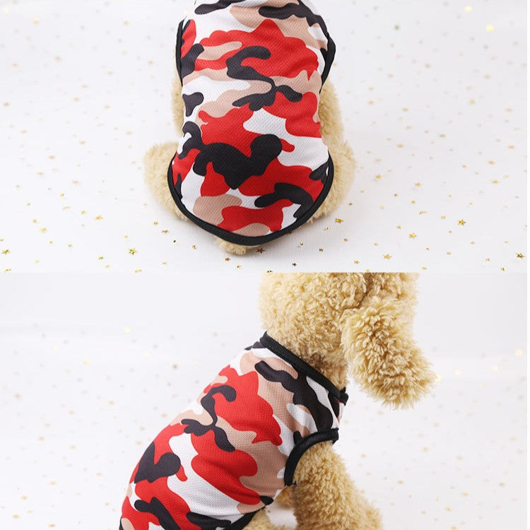 Printed mesh camouflage cartoon pet dog cat vest clothes spring summer sunscreen manufacturers