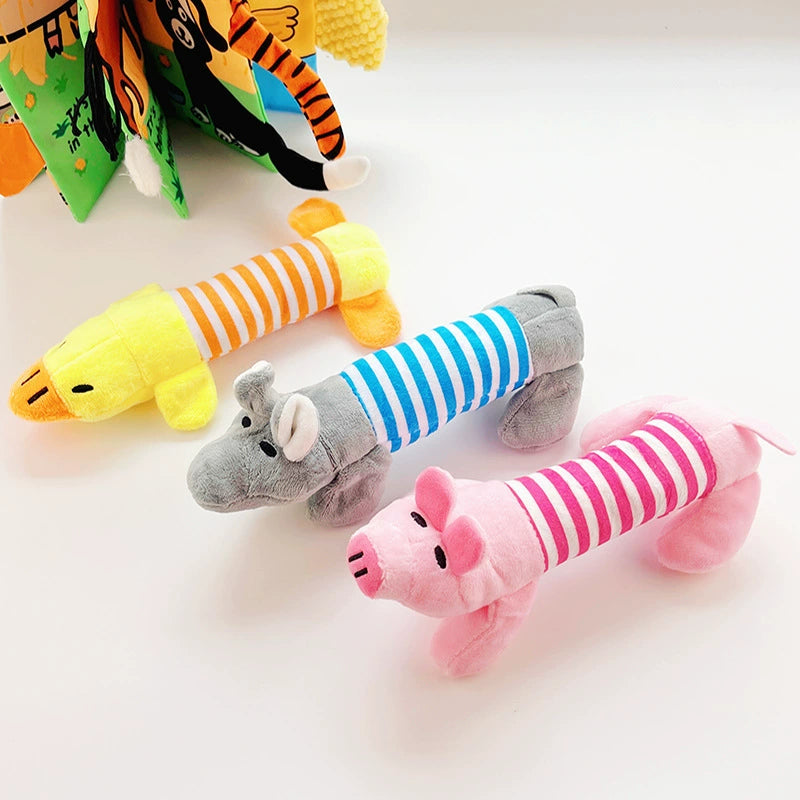Pet dog cat plush cartoon embroidery bite resistant decompression duck cute sound toy supplies
