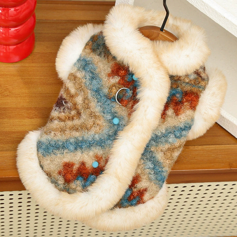 New autumn-winter pet clothing - double-layered insulated cardigan jacket - suitable for outdoor use