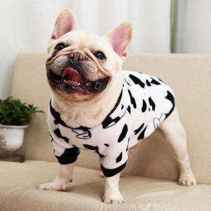 Leopard print Large dog Small dog Autumn Winter warm pajamas coat Pet supplies cat two feet clothes