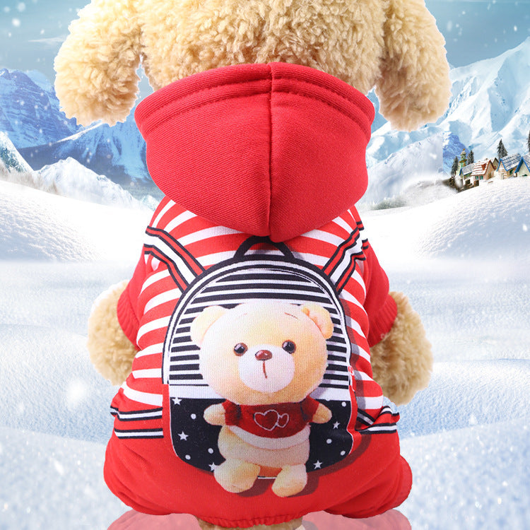 Pet four-foot button dog cat clothing pet supplies autumn and winter hoodie manufacturers