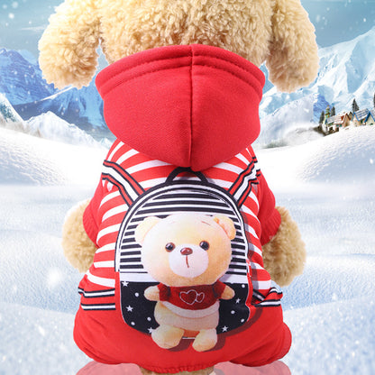 Pet four-foot button dog cat clothing pet supplies autumn and winter hoodie manufacturers