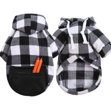 Autumn and winter warm pocket zipper blue and black checkered small medium and large dog pet dog cat Teddy Wei clothing supplies