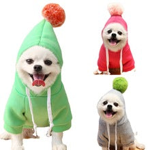 With ball cartoon hoodie dog cat pet teddy autumn and winter clothing supplies wholesale