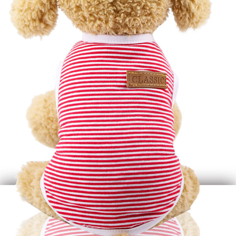 Spring and summer dog cat pet clothes cotton striped vest small medium-sized dog supplies clothing manufacturers wholesale