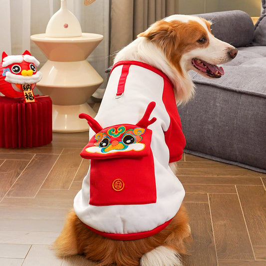 Pet New Year autumn and winter out with traction buckle large, small, medium dog dog cat clothing wholesale