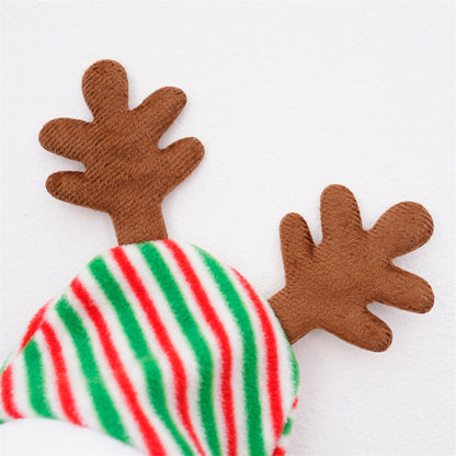 Christmas dog and cat warm velvet striped antlers decorated pet clothing supplies small medium-sized