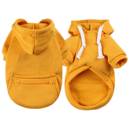 Autumn and winter small, medium and large dog zipper pocket dog clothes Cat hoodie Teddy Pomeranian pet supplies