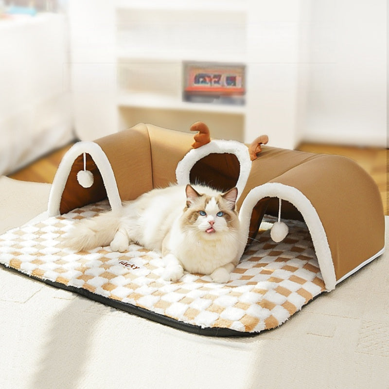 Cat bed for autumn and winter, cat hide-and-seek tunnel, cat house