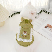 Spring and summer pet dog cat go out cartoon vest clothes skirt D buckle leash chest strap supplies