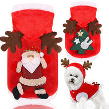 Autumn and winter flannel warm festive pet dog and cat clothing Christmas clothing New Year holiday supplies