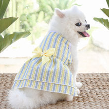 Small medium dog Spring Summer Dog cat pet dress striped halter mesh dress