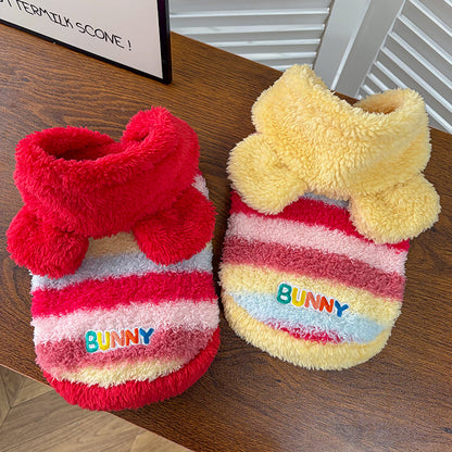 Dog and cat clothing for Christmas holiday, fall and winter two-leg jackets