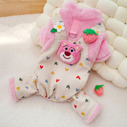 New pet autumn and winter four-legged clothes for dogs and cats with fleece straps