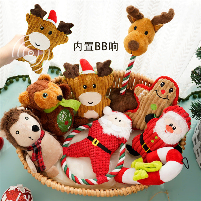 Christmas plush sound bite resistant teeth relief dog and cat toys