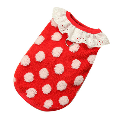 Dot pattern lace fall-winter new style cat clothes and dog clothes