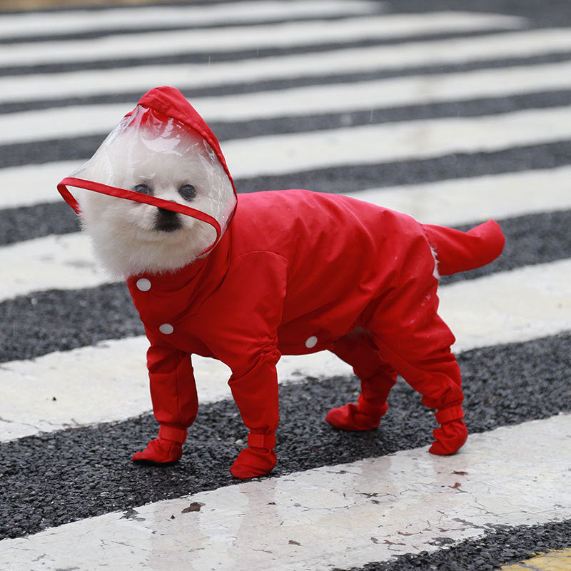 Retractable four-legged raincoat for puppies