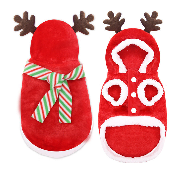 Autumn and winter flannel warm festive pet dog and cat clothing Christmas clothing New Year holiday supplies