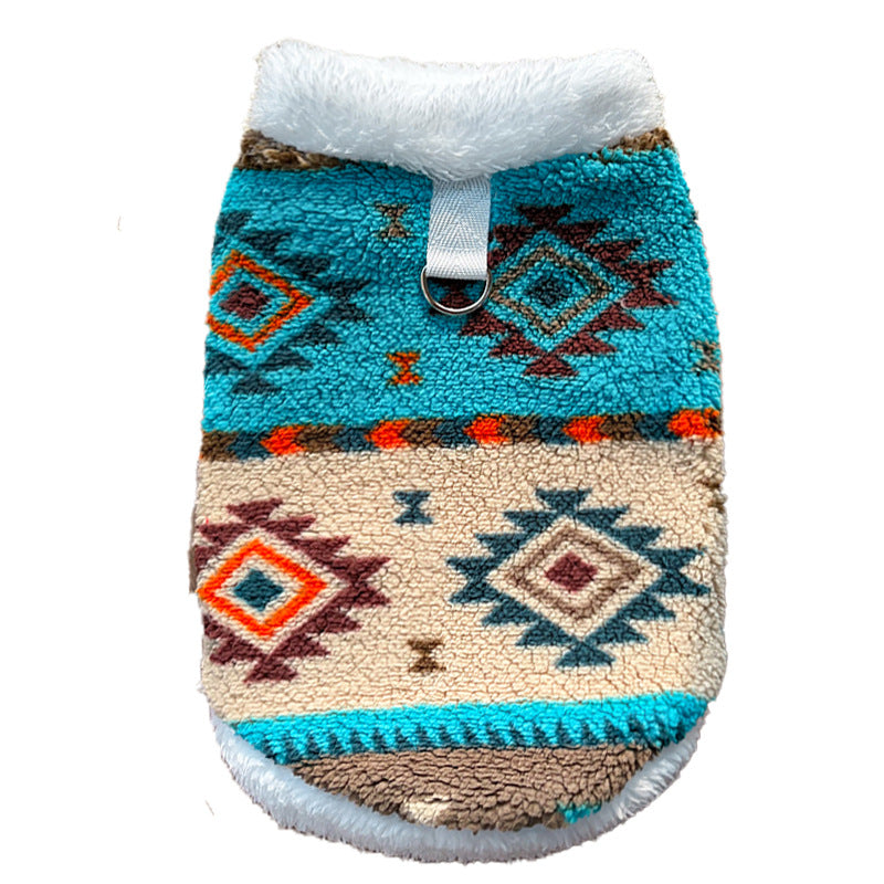 Dog pet clothing - Fall/Winter Feil Island Totem Fleece Coat with Ethnic Style
