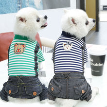 Striped bear suspenders dog suit