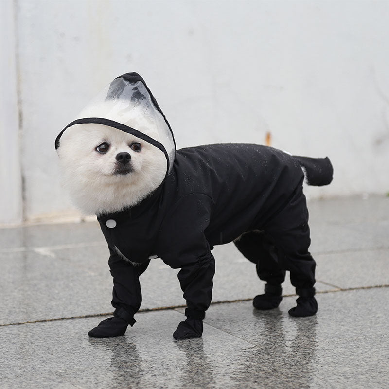 Retractable four-legged raincoat for puppies