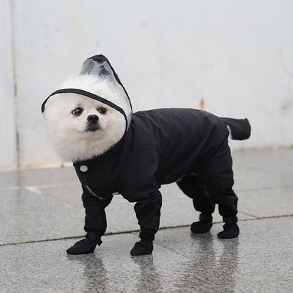 Retractable four-legged raincoat for puppies
