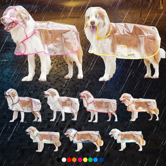 Outdoor walk clear raincoat suitable for small, medium and large dogs