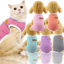 Spring and summer dog cat pet clothes cotton striped vest small medium-sized dog supplies clothing manufacturers wholesale