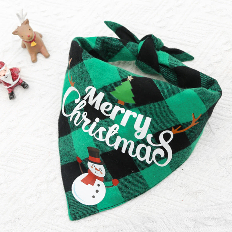 Christmas holiday pet small, medium and large dogs dogs and cats can double teddy triangle towel saliva bib