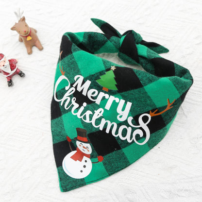 Christmas holiday pet small, medium and large dogs dogs and cats can double teddy triangle towel saliva bib