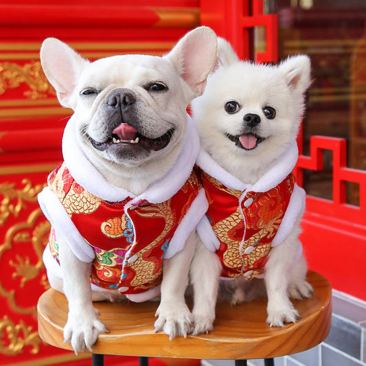 New Year dress pet dog cat clothes small, medium and large autumn and winter clothing manufacturers direct sales