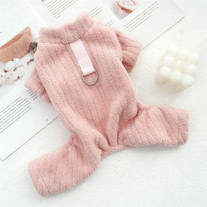 Custom dog clothing Winter thickened warm pet clothing Flannel four-legged Teddy Corgi cat