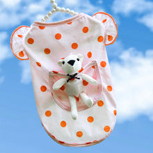 Pet dog cat pocket White Bear Polka Dot clothes thin spring summer fall