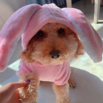 Coral velvet dog clothes Cat pet clothes New autumn and winter Long eared rabbit transformed into a small medium-sized dog