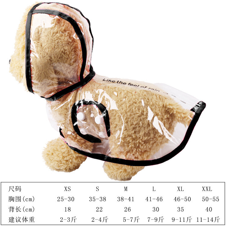 Dog clear raincoat Pet supplies Pet rain gear