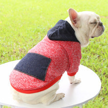 Autumn and winter hoodie denim pocket two-legged clothing Sports style pet clothing Dog cat pet clothing supplies