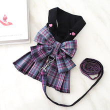 Dog skirt Cat JK plaid chest harness leash Pet supplies Dog Walking preppy clothes