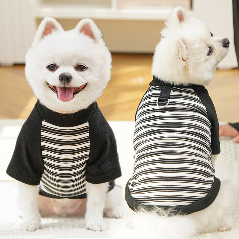 Pet clothing striped base shirt for dogs and cats