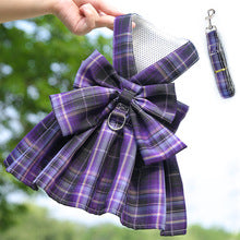 Dog skirt Cat JK plaid chest strap leash Teddy Pomeranian pet supplies Dog Walking preppy clothes